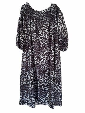Leopard Smocked Dress (Size L) NWT